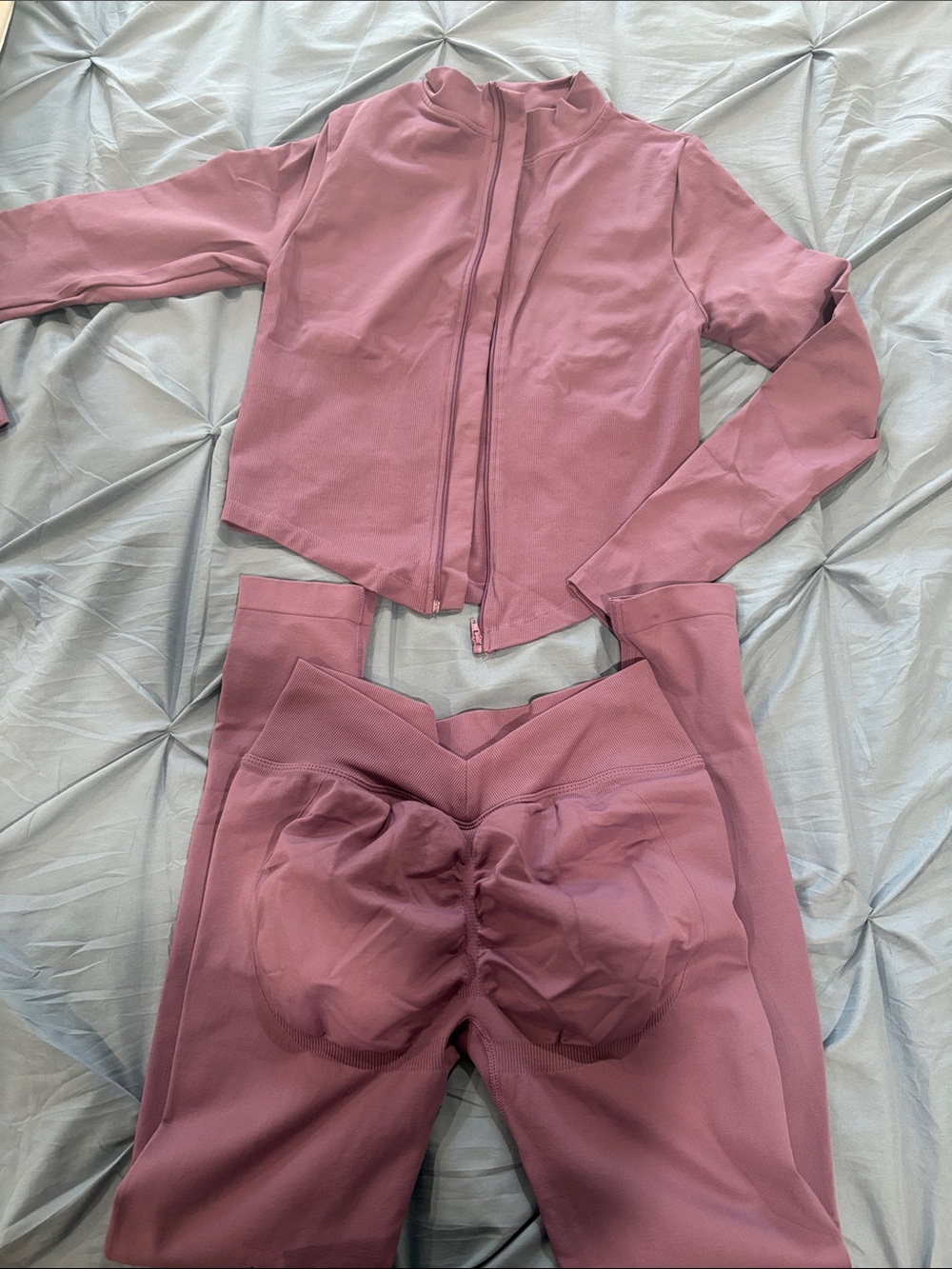 Purple Active Set - Long Sleeve Zip Jacket & High-Waist Leggings